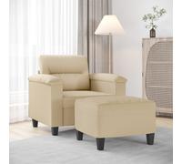 vidaXL Poltrona con Poggiapiedi crema 60 cm in Tessuto Microfibra