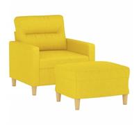 vidaXL Poltrona con Poggiapiedi Giallo Chiaro 60 cm in Tessuto, poltrona, seduta, poltrona tv, divano, poltrona relax, seduta con poggiapiedi