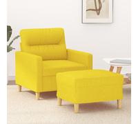 vidaXL Poltrona con Poggiapiedi Giallo Chiaro 60 cm in Tessuto, poltrona, seduta, poltrona tv, divano, poltrona relax, seduta con poggiapiedi