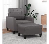 vidaXL Poltrona con Poggiapiedi Grigio 60 cm in Similpelle
