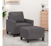 vidaXL Poltrona con Poggiapiedi Grigio 60 cm in Similpelle
