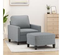 vidaXL Poltrona con Poggiapiedi Grigio Chiaro 60 cm in Tessuto