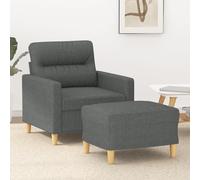 vidaXL Poltrona con Poggiapiedi Grigio Scuro 60 cm in Tessuto