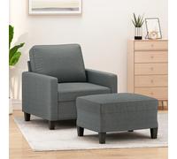 vidaXL Poltrona con Poggiapiedi Grigio Scuro 60 cm in Tessuto
