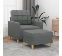 vidaXL Poltrona con Poggiapiedi Grigio Scuro 60 cm in Tessuto