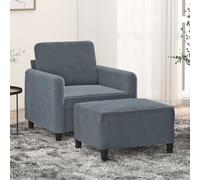 vidaXL Poltrona con Poggiapiedi Grigio Scuro 60 cm in Velluto