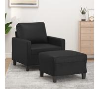 vidaXL Poltrona con Poggiapiedi Nero 60 cm in Similpelle