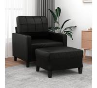 vidaXL Poltrona con Poggiapiedi Nero 60 cm in Similpelle
