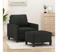 vidaXL Poltrona con Poggiapiedi Nero 60 cm in Tessuto