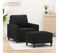 vidaXL Poltrona con Poggiapiedi Nero 60 cm in Velluto