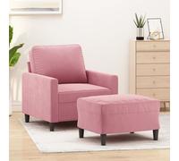 vidaXL Poltrona con Poggiapiedi Rosa 60 cm Velluto