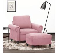 vidaXL Poltrona con Poggiapiedi Rosa 60 cm Velluto