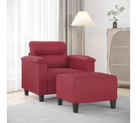 vidaXL Poltrona con Poggiapiedi Rosso Vino 60 cm in Similpelle