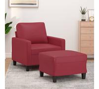 vidaXL Poltrona con Poggiapiedi Rosso Vino 60 cm in Similpelle