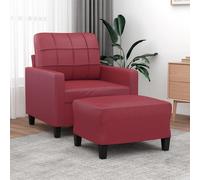 vidaXL Poltrona con Poggiapiedi Rosso Vino 60 cm in Similpelle