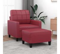 vidaXL Poltrona con Poggiapiedi Rosso Vino 60 cm in Similpelle