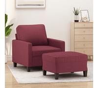 vidaXL Poltrona con Poggiapiedi Rosso Vino 60 cm in Tessuto