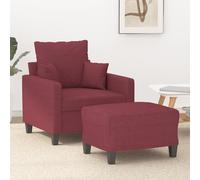vidaXL Poltrona con Poggiapiedi Rosso Vino 60 cm in Tessuto