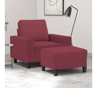 vidaXL Poltrona con Poggiapiedi Rosso Vino 60 cm in Tessuto