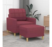 vidaXL Poltrona con Poggiapiedi Rosso Vino 60 cm in Tessuto