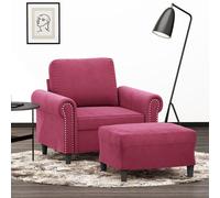 vidaXL Poltrona con Poggiapiedi Rosso Vino 60 cm in Velluto