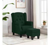vidaXL Poltrona con Poggiapiedi Verde Scuro in Tessuto