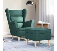 vidaXL Poltrona con Poggiapiedi Verde Scuro in Tessuto