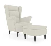 vidaXL Poltrona con Schienale ad Ala con Poggiapiedi Crema in Velluto