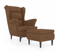vidaXL Poltrona con Schienale ad Ala con Poggiapiedi Marrone Velluto