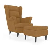 vidaXL Poltrona con Schienale ad Ala con Poggiapiedi Marrone Velluto