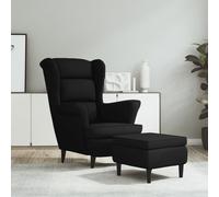 vidaXL Poltrona con schienale ad ala e poggiapiedi – nero in velluto