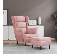 vidaXL Poltrona con Schienale ad Ala con Poggiapiedi Rosa in Velluto