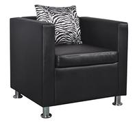 vidaXL Poltrona cubo in pelle nera poltrona divanetto design moderno quadrata