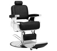 vidaXL Poltrona da Barbiere Imbottita Regolabile Girevole 360° Barba Capelli con Poggiatesta Poggiapiedi Sedia da Parrucchiere Nera in Similpelle