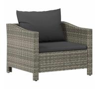 vidaXL Poltrona da giardino con cuscino grigio in polyrattan
