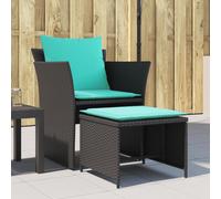 vidaXL Poltrona da Giardino con Poggiapiedi in Polyrattan Nero
