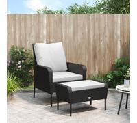 vidaXL Poltrona da giardino con poggiapiedi in polyrattan, Nero