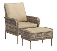 vidaXL Poltrona da Giardino con Poggiapiedi Polyrattan Marrone Chiaro