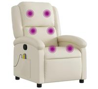 vidaXL Poltrona da Massaggiante Reclinabile Crema Similpelle
