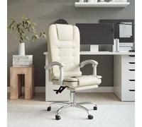 vidaXL Poltrona da Ufficio Massaggiante Reclinabile Crema Similpelle