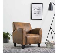 vidaXL Sedia Imbottita con Cuscino Elegante Design Classico Lussuosa con Braccioli Poltrona Relax Marrone in Similpelle Scamosciata