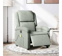 vidaXL Poltrona Elettrica Massaggi Reclinabile Grigio Chiaro Velluto