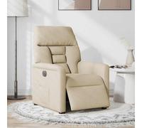 vidaXL Poltrona Elettrica Reclinabile Crema in Tessuto