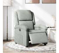 vidaXL Poltrona Elettrica Reclinabile Grigio Chiaro in Vera Pelle