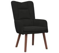 vidaXL Poltrona Ergonomica Contemporanea Nera in Tessuto in Poliestere Gambe in Legno Massello per Soggiorno Lettura Relax Uso Interno Sedia Comoda Moderna Elegante Accogliente Traspirante