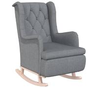 vidaXL Poltrona Gambe a Dondolo Legno di Hevea Grigio Chiaro Tessuto