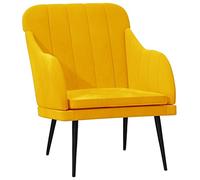 vidaXL Poltrona Gialla 63x76x80 cm Velluto, poltrona relax, poltrona per camera da letto, arredamento camera da letto, poltrona da soggiorno, sofà