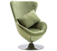 vidaXL Poltrona girevole uovo con cuscino in velluto verde chiaro