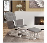 Revera Poltrona Glider con Sgabello Grigio Chiaro in Tessuto