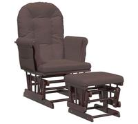 vidaXL Poltrona Glider con Sgabello Marrone in Tessuto